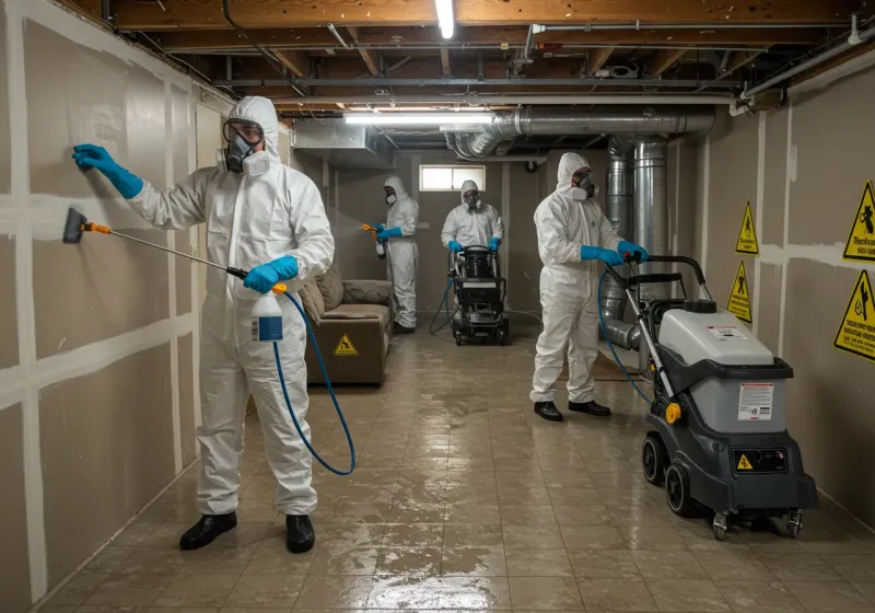 Basement Moisture Removal and Structural Drying process in Enochville, NC